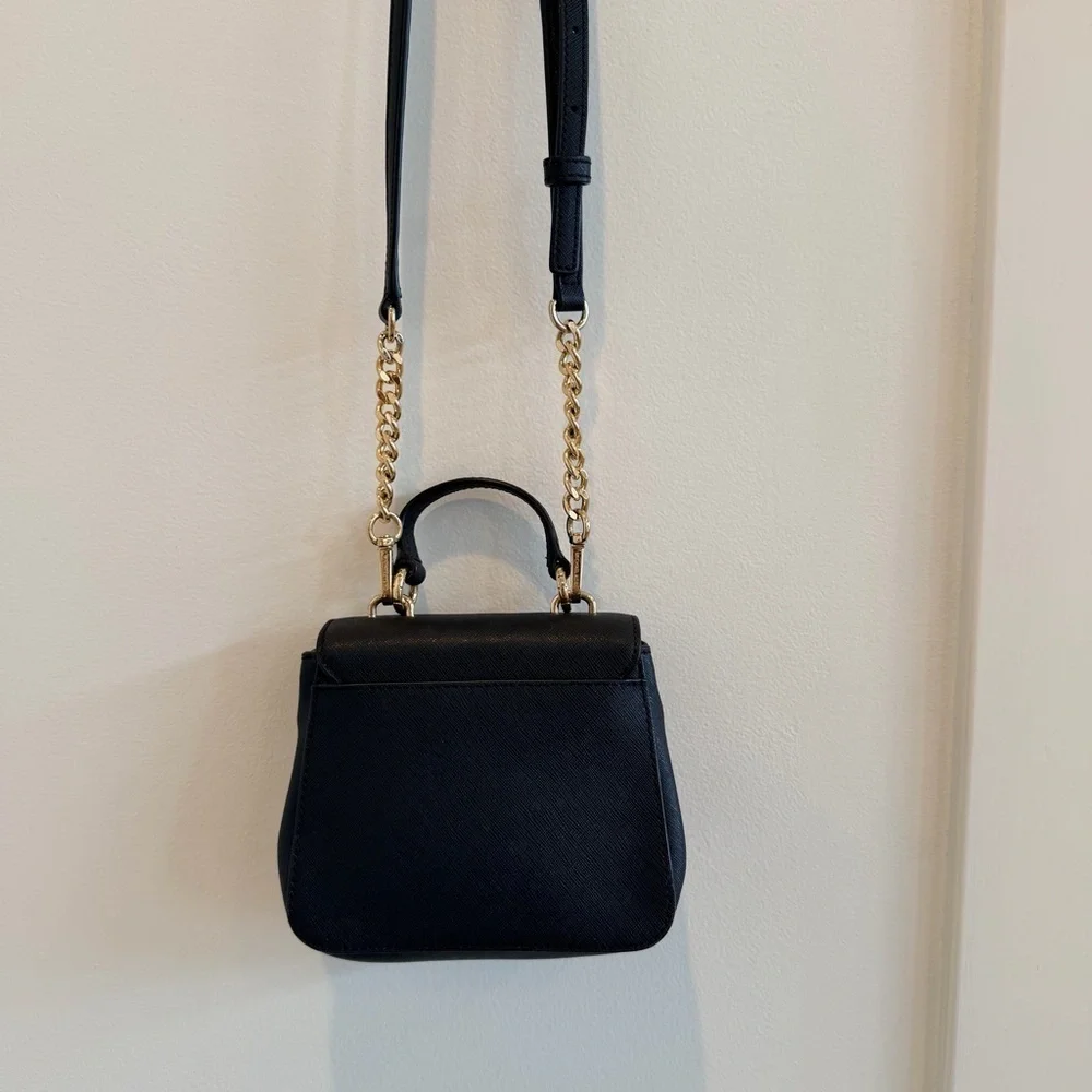 Michael Kors Black Saffiano Leather Bridgette Crossbody Mini Bag Removable Strap